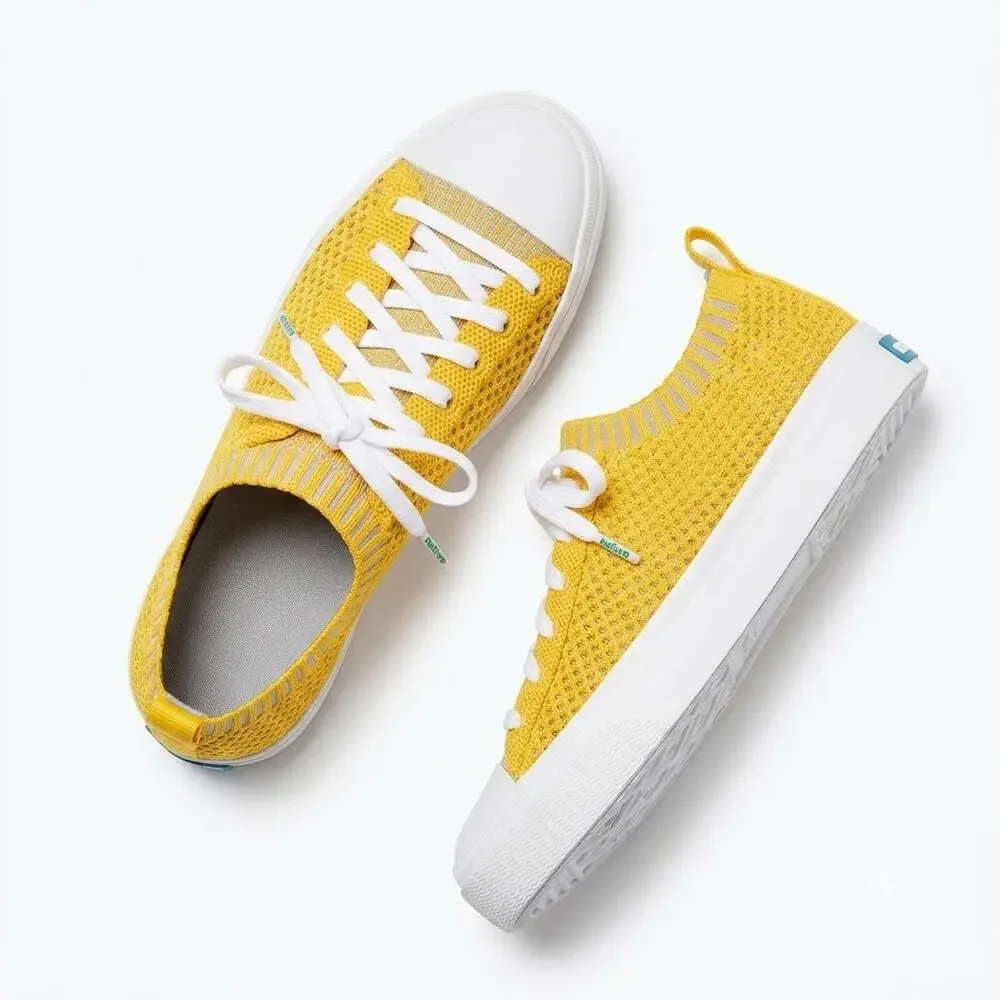 Native Jefferson 2.0 Liteknit Yellow Knit Shoes Yellow Womens Mens Kids 5 37
